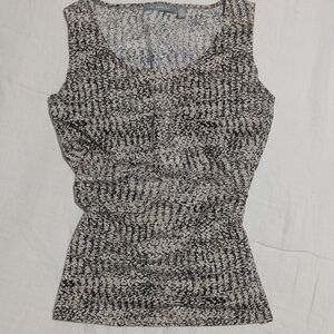 NY Collection Black and White Patterned Sleeveless Shell